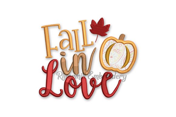 Applique Fall in Love Embroidery Design