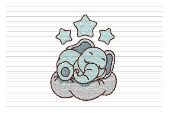 Baby Elephant on Cloud Embroidery