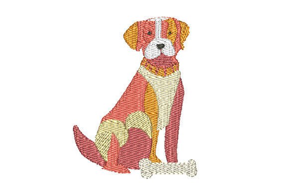 Bone and Sitting Dog Embroidery