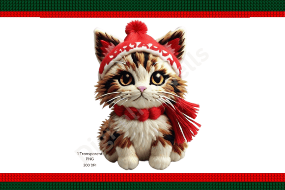 Christmas Embroidery Cat Png