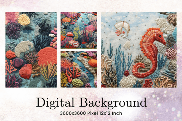 Coral Embroidery Sea Ocean Background