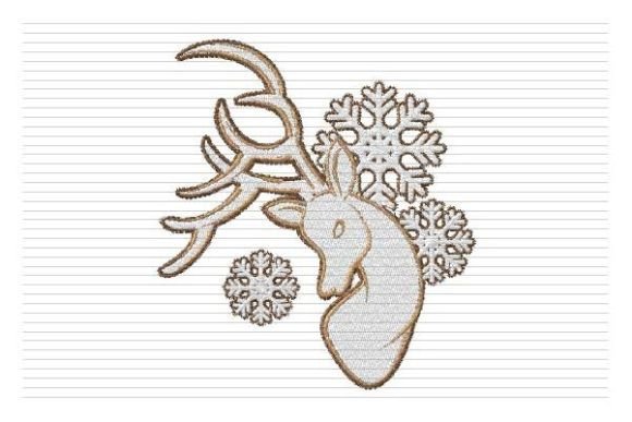 Deer Reindeer Christmas Head Snow Embroidery