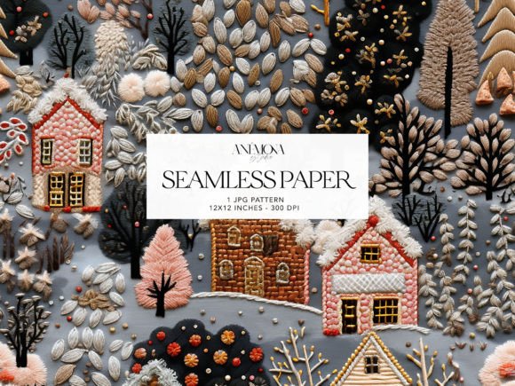 Embroidery Chistmas Village Paper