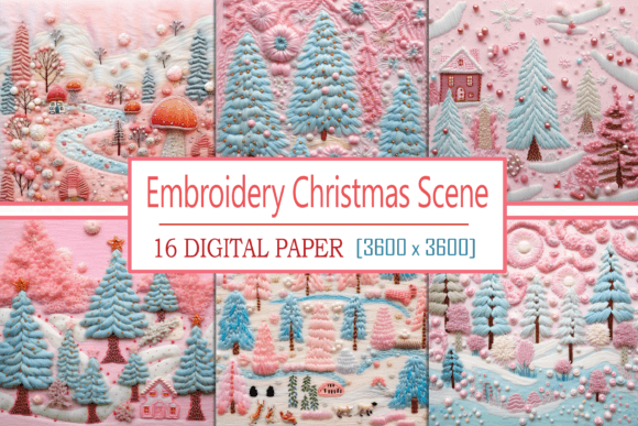 Embroidery Christmas Scene