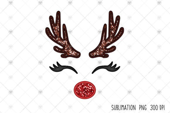Faux Embroidery Girl Reindeer Christmas