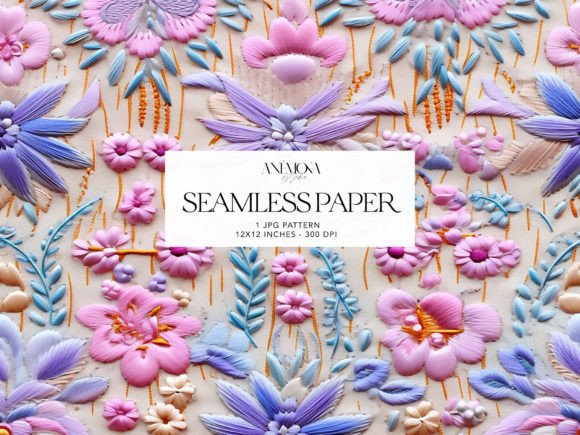 Floral Folk Embroidery Background