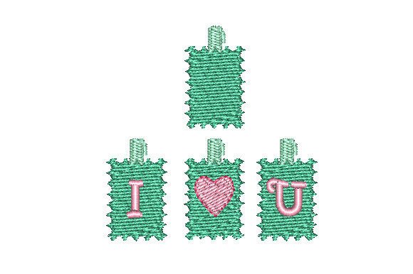 I Love U Stamps with Hinges Embroidery