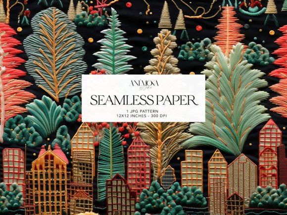 Night Christmas Embroidery Paper