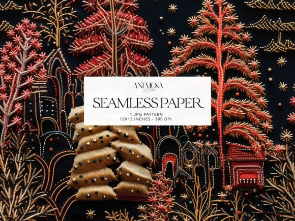Night Village Christmas Embroidery Paper