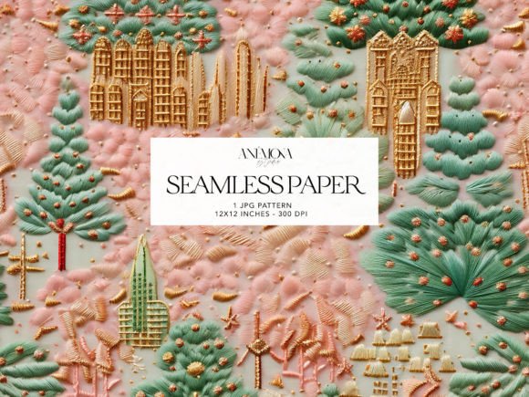Pastel Village Embroidery Paper