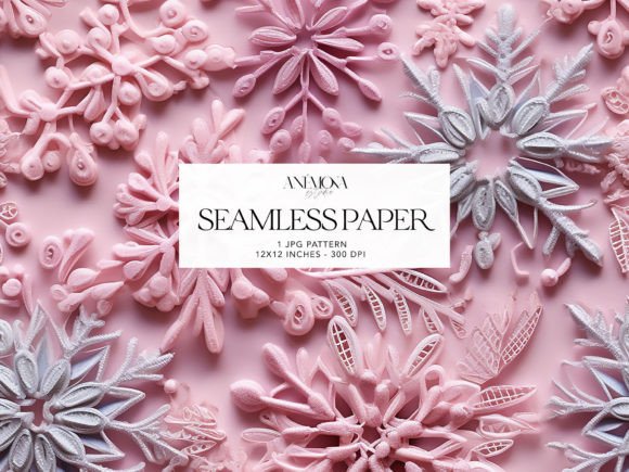 Pink Snowflakes Embroidery Pattern Paper