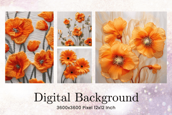 Yellow Flower Embroidery Background